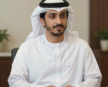 Professional portrait of a male professional focusing on trade relations, Middle Eastern / Gulf setting, bright and approachable style.