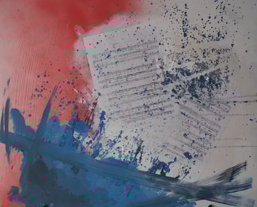 Cuadro semi abstracto que tiene a la música como protagonista