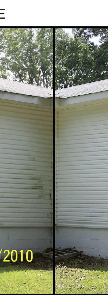 soft wash side by side before and after comparison Flat Rock Methodist Chruch Crane Hill, AL