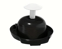 a black and white bowl with a white lid and a black lid