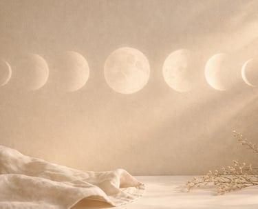 Fases de la luna en tonos cálidos, rituales lunares Mar de Luna