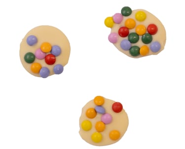 Schijfjes met smarties wit en melk