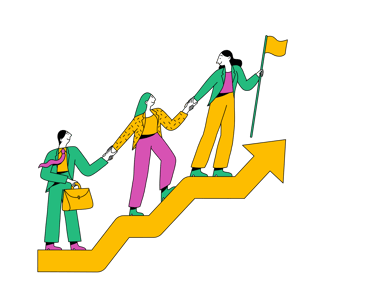 a group of people holding hands on a staircase case