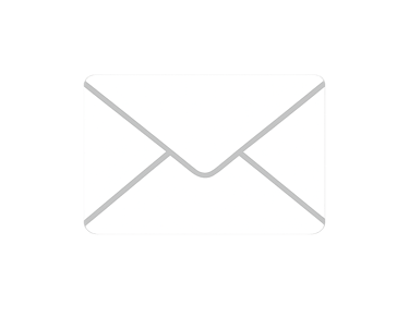 White envelope icon for email and contact us communications on a black background.