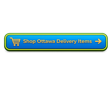 Blue call-to-action button with orange “Shop Ottawa Delivery Items” text and a green outline.