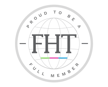 FHT full member badge verifying professional insurance and Level 4 sports massage qualification.