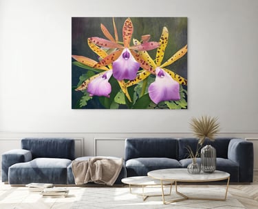 South Florida home with a large scale orchid painting by Christine Knize