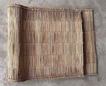 "Handcrafted natural yoga mat with rivergrass weave–top view-Fit for export"