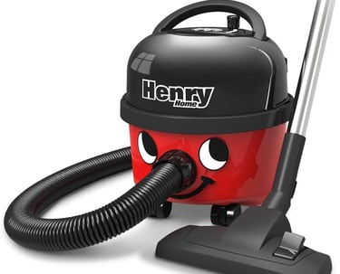 a red vacuum cleaner with a red vacuum