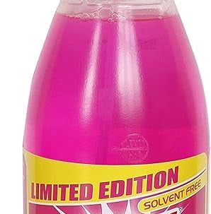 a pink spray bottle with a spray bottle of liquid