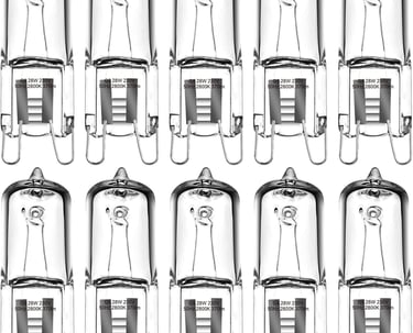 a bunch of light bulbs in a row of bulbs