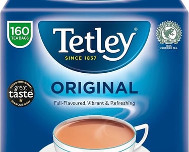 a tea bag of tea and a cup of tea
