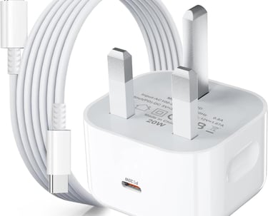 a white power corded to a usb charger