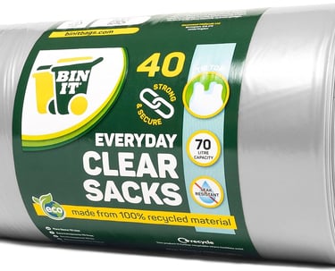 a roll of clear plastic bags with a roll of clear plastic
