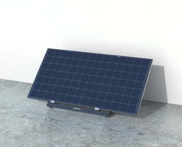 Versatile residential solar mounting system installed on a balcony, compatible with all inverters and panels, featuring adjus