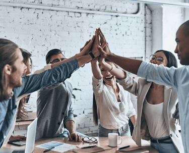 Profissionais de diferentes perfis interagem de forma positiva em equipe