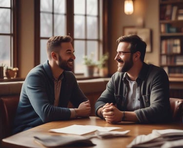 Two men having a casual conversation.