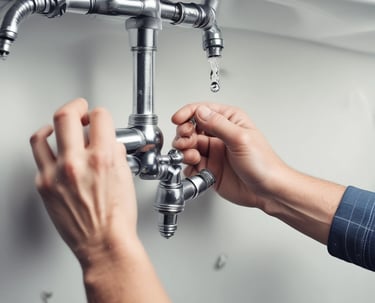 A professional cleaning a water tank on a rooftop under bright daylight.