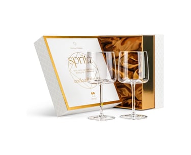 two aperol spritz glasses