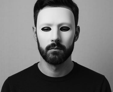 a man with a white mask on his face