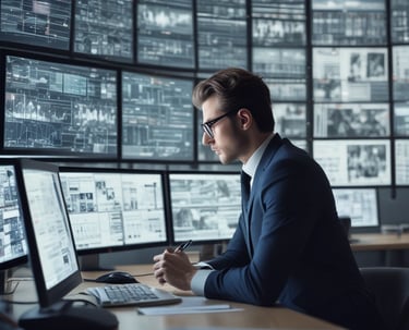 A focused business meeting where a team discusses growth strategies using charts and laptops.