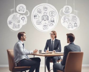 A one-on-one mentoring session in a cozy office setting with warm lighting.
