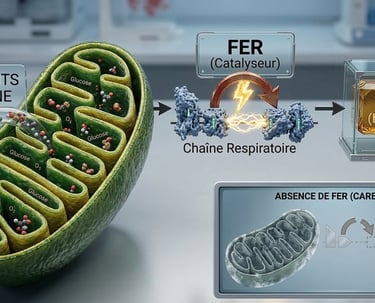 Schéma fonction du fer dans la mitochondrie