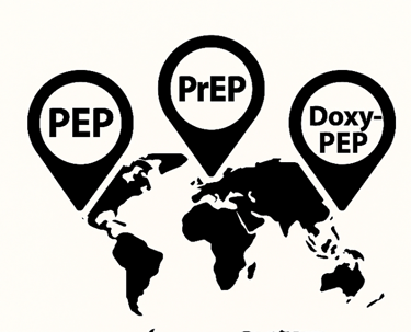 Location Icons with PEP, PrEP, DoxyPEP on World Map
