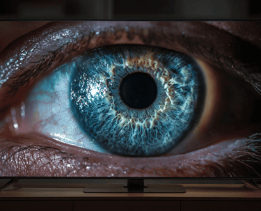 a television screen showing a close up of a television screen with a picture of a