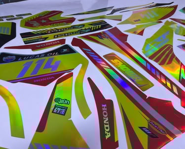 a number of stickers on a table