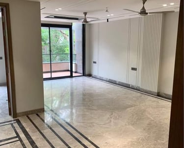 Spacious Living Room with Italian Marble of 3 BHK Luxury Builder Floor in Vasant Kunj, Shanti Kunj