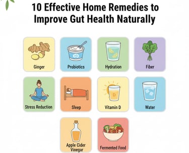 Natural gut health home remedies infographic