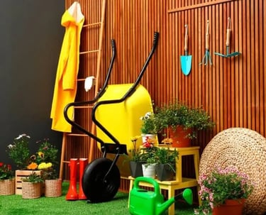 Rangement des outils de jardinage 