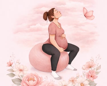 Esercizi dolci in gravidanza su palla fitness, corso pre parto a Terni