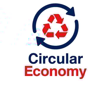 a circular shaped circular logo with a recycling bin