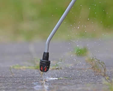 a person using a hose to clean a hose
