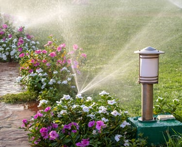 a sprinkler sprinkler sprinkles in front of