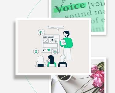 a woman presenting to peers about target audience campaign results