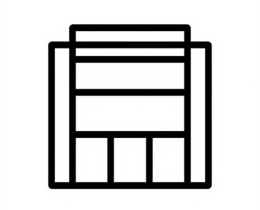 Minimalist black line icon of a venue