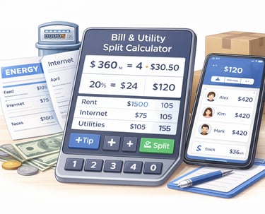 Bill and utility split calculator for dividing shared household expenses fairly.