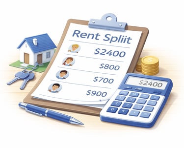 Rent split calculator for dividing housing costs fairly between roommates.