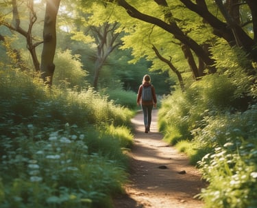 A peaceful sunset over a calm lake surrounded by trees.