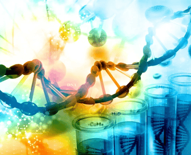 image of dna and test tubes