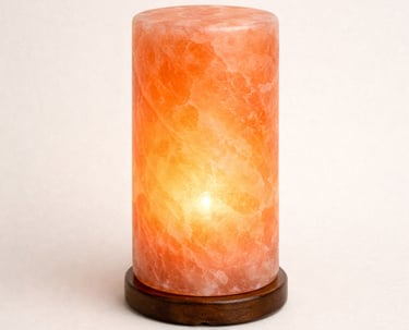 Cylinder Himalayan salt lamp vertical crystal lighting décor