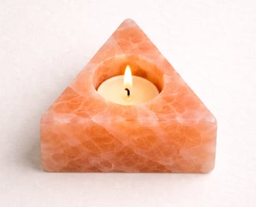 Triangle Himalayan salt candle holder geometric crystal light