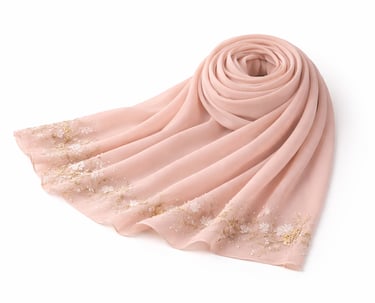 Embroidered Islamic hijab with decorative stitching for formal and gift use