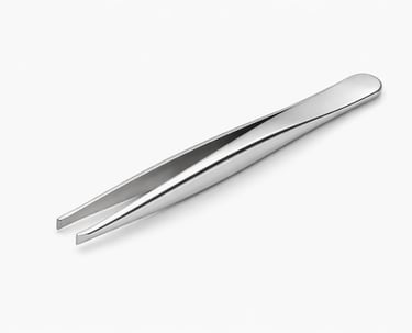 Flat tip stainless steel tweezers with firm grip control