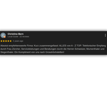 5-Sterne Google Rezension