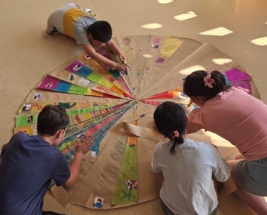 Fresque collective réalisée en séance d'art thérapie pour des enfants ayant subit du harcèlement