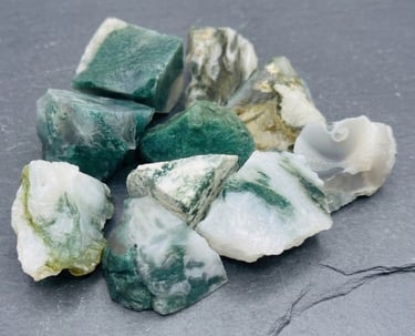 agate mousse pierre brute verte